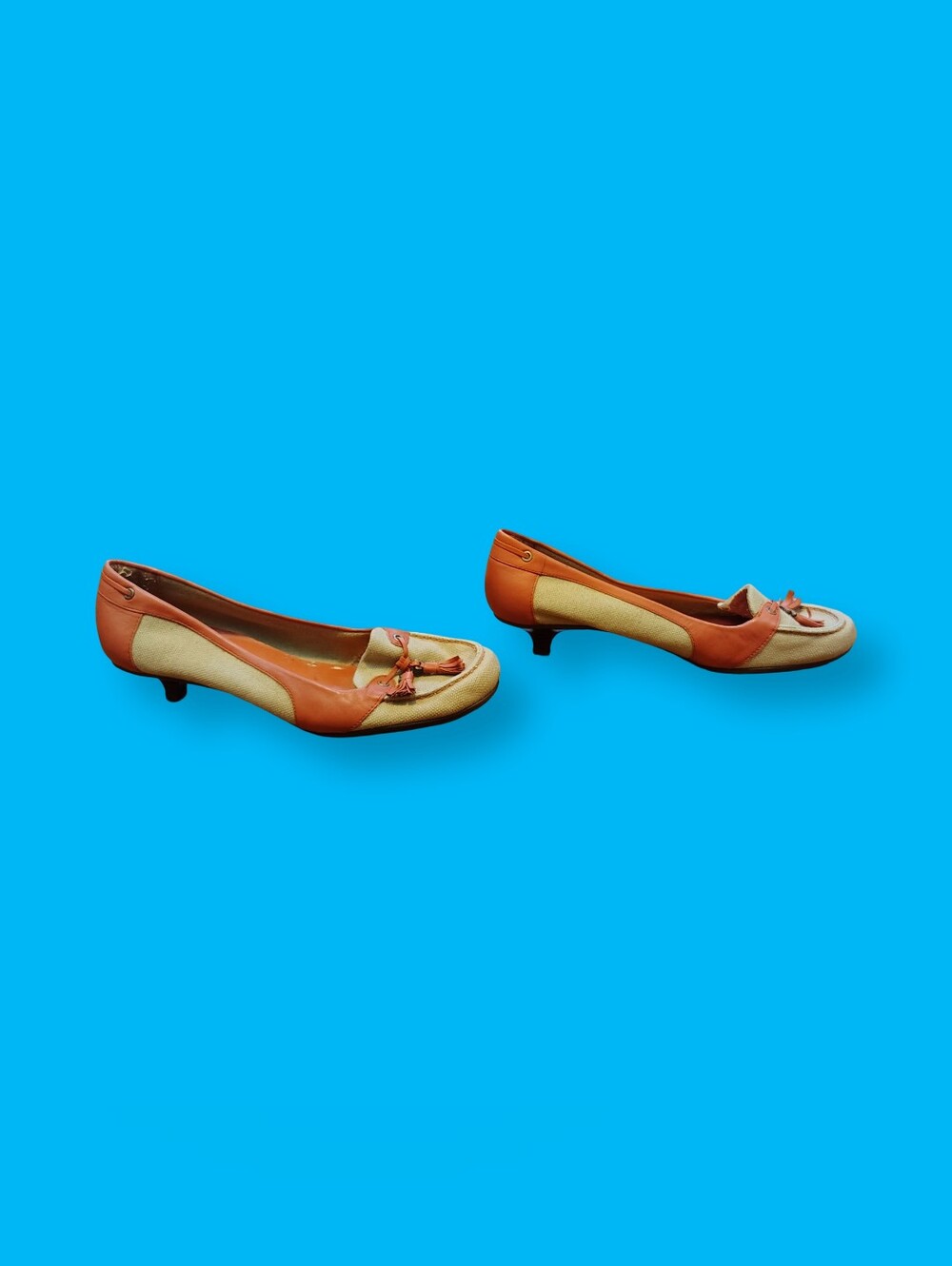Enzo Angiolini Y2K Vintage Kitten Heels Size 9 Heeled Boat Shoes Peach Pink